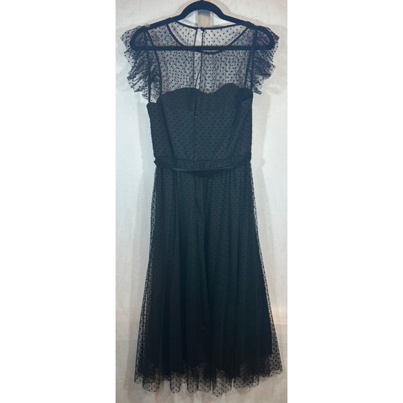 Jason Wu Dress 10 Illusion Mesh Midi Black Polka Dot Classic Party Holiday A1 - Picture 4 of 9